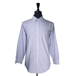 Brooks Brothers Mens Dress Shirt 16 32/33 Blue Mini Check Regent Fit Non Iron